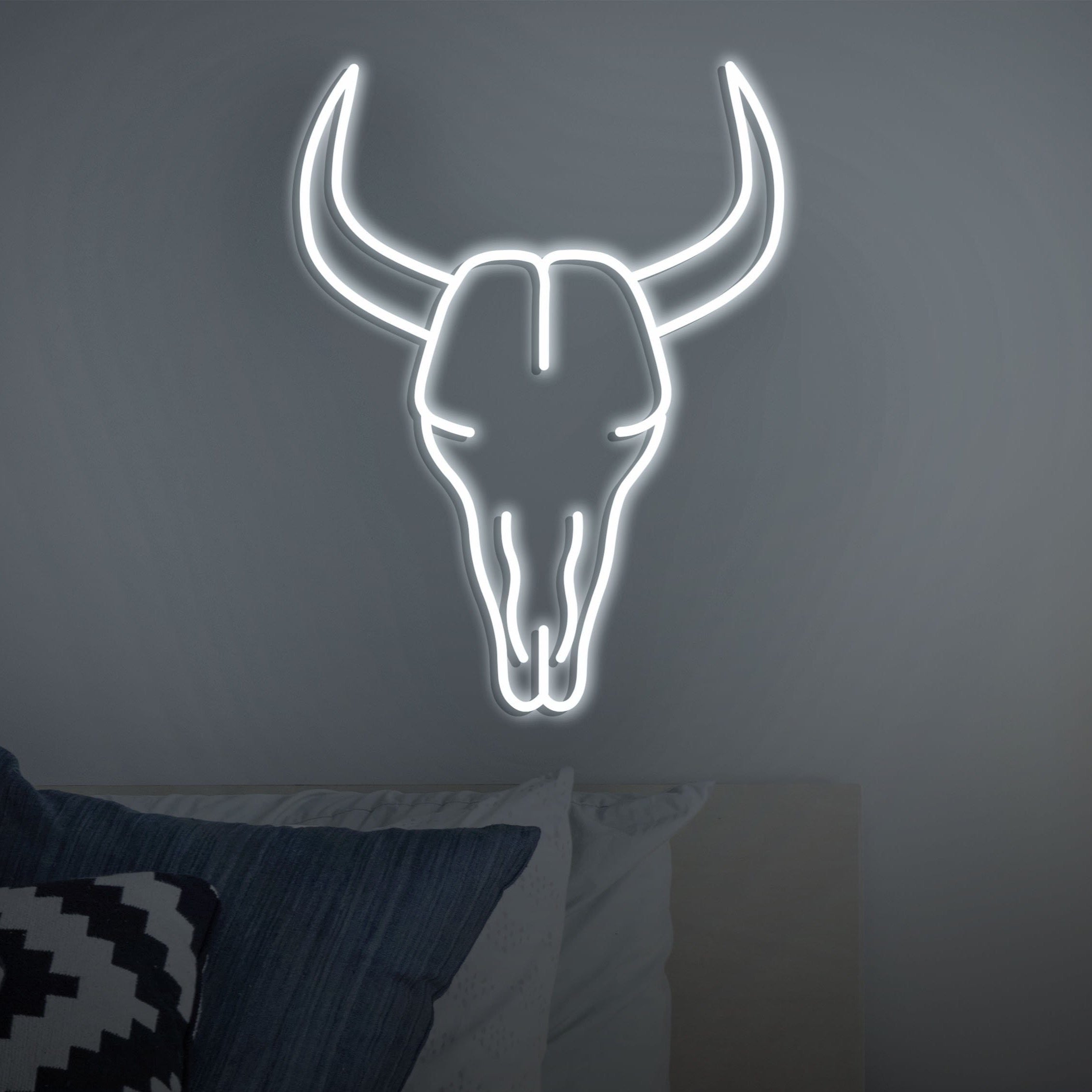 Bull Skull LED Neon Sign vista 1