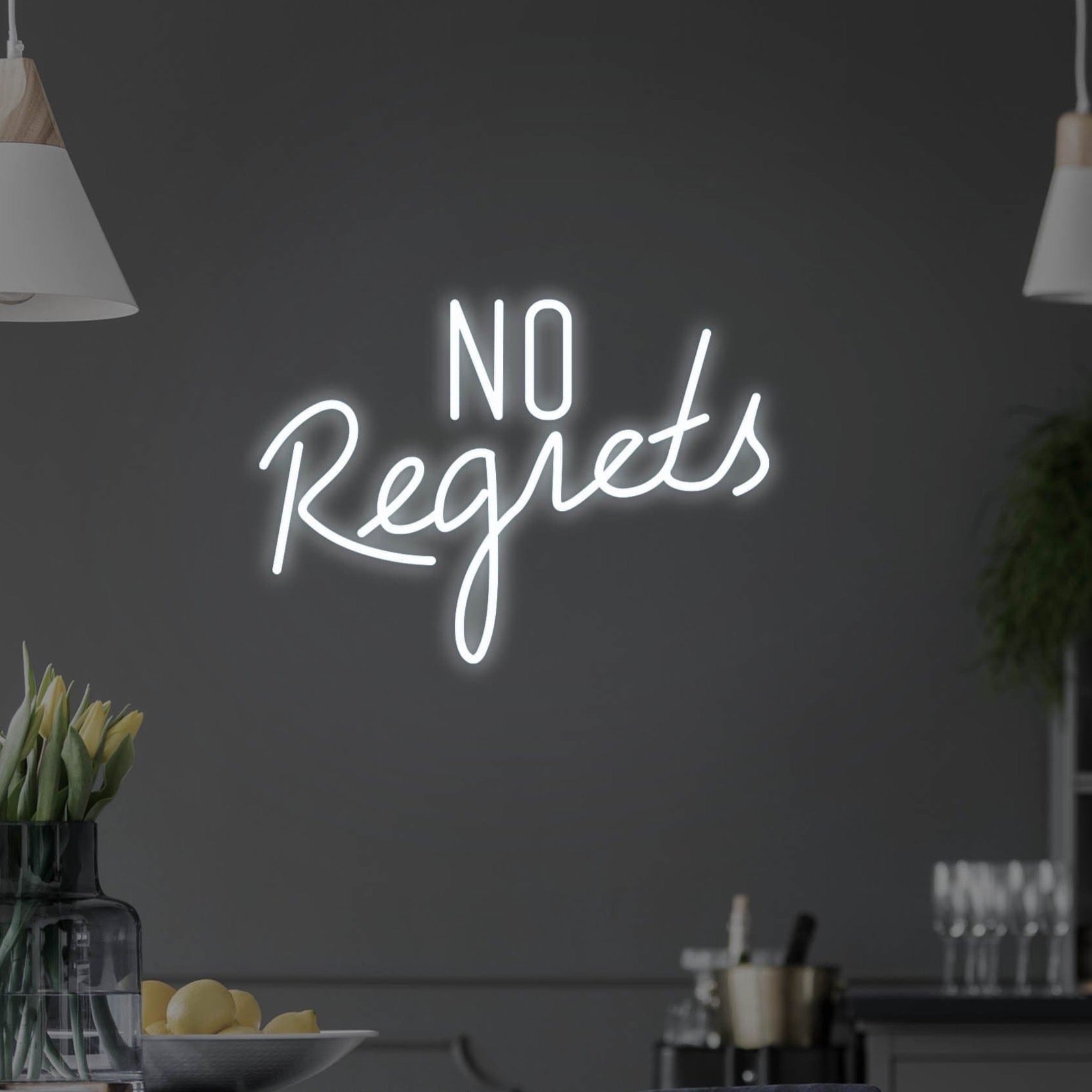 No Regrets LED Neon Sign vista 1